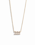 Gold necklace with angel number 222 pendant on a white background