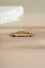 gold amethyst eternity ring front view