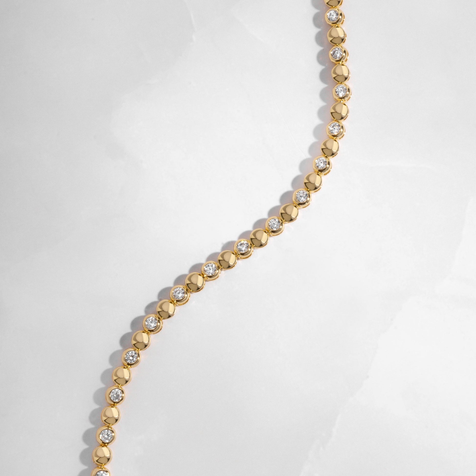 Handmade gift for her gold tennis bracelet with tiny diamonds