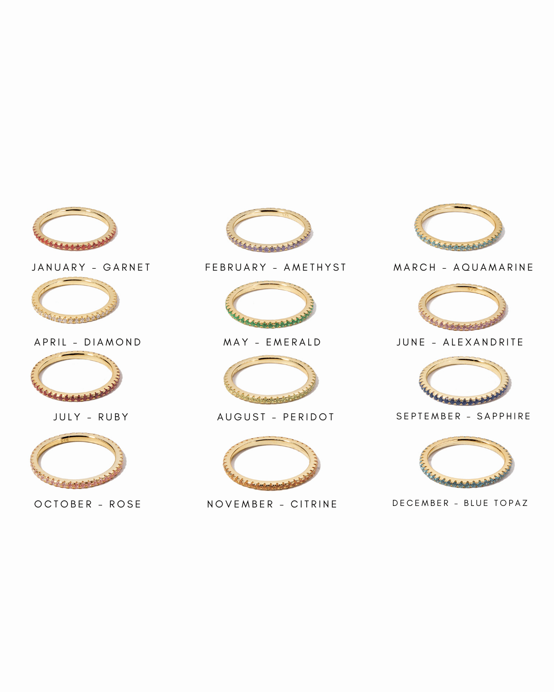 gold eternity ring infographic on white background