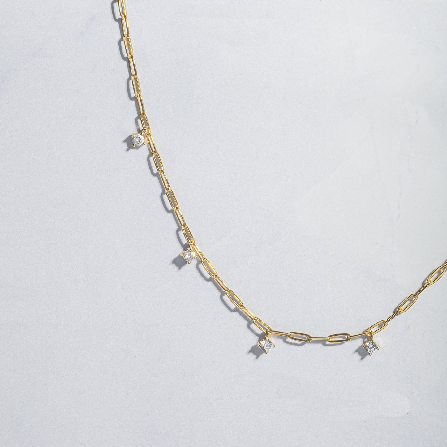delicate paperclip chain with diamond charms