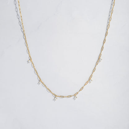 gold paperclip chain with diamond charms