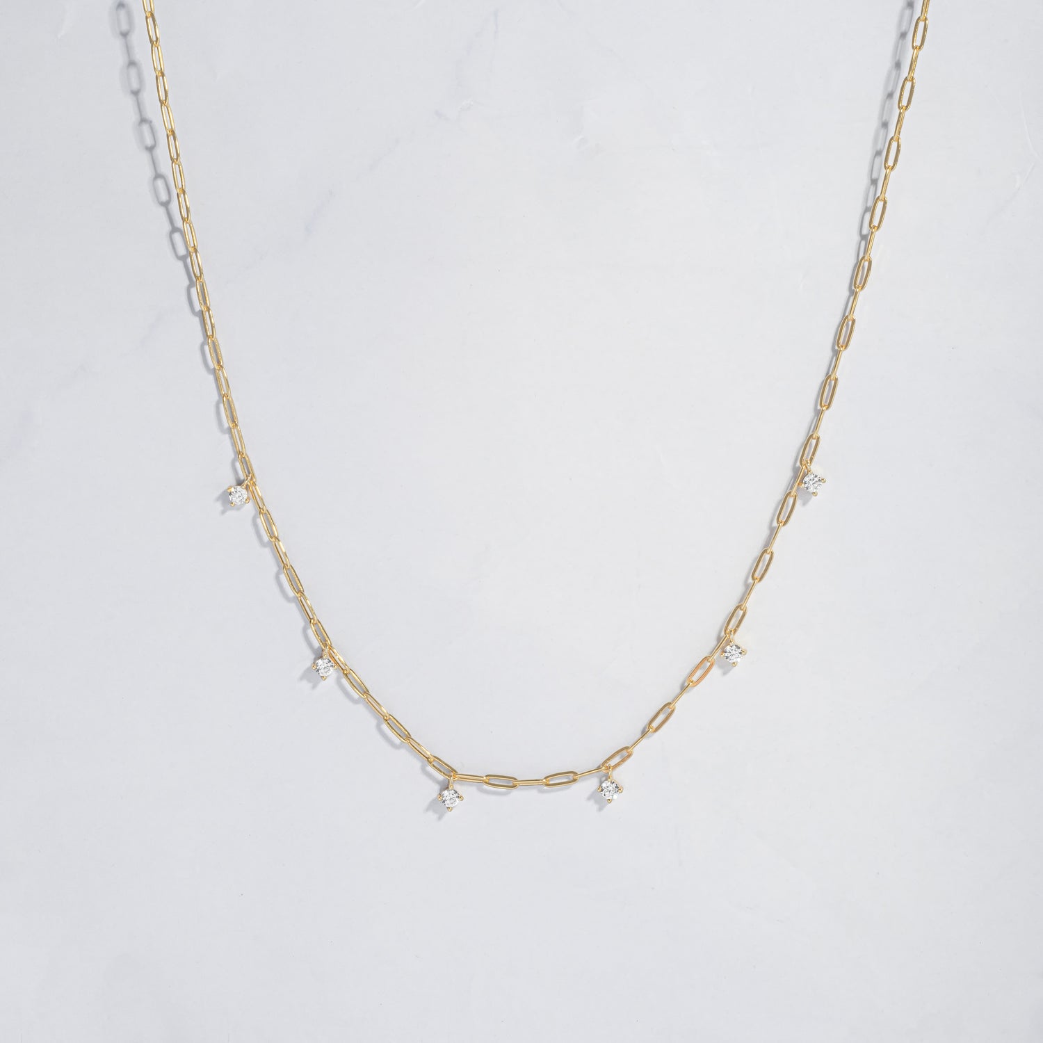 gold paperclip chain with diamond charms