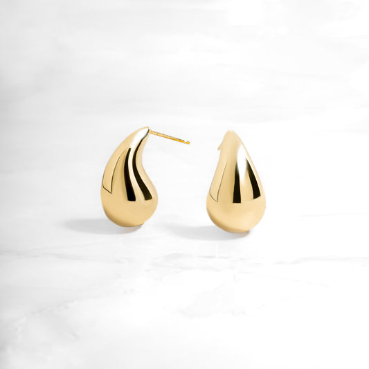 gold chunky teardrop earrings