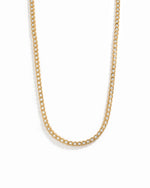 Gold square diamond tennis necklace by Sami Jewels featuring cushion-cut diamonds on a white background.