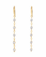 gold drop earrings with cubic zirconia stones