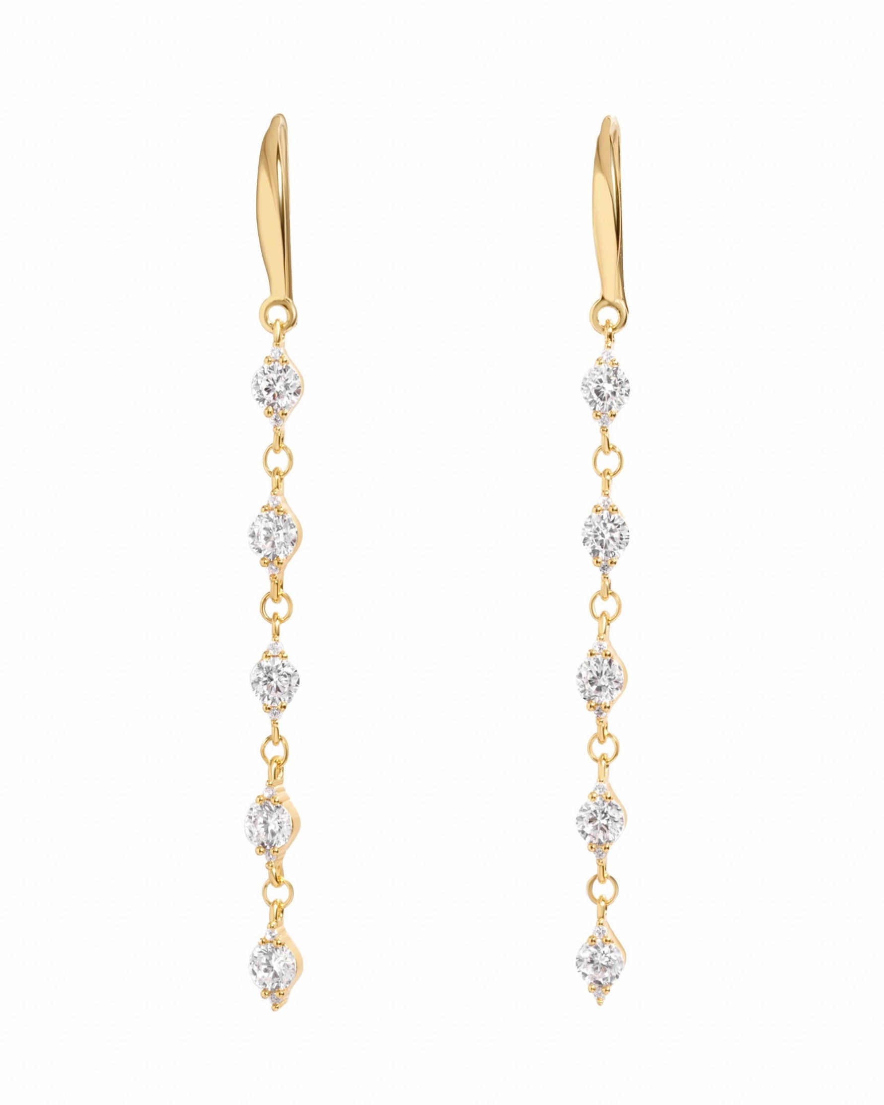 gold drop earrings with cubic zirconia stones