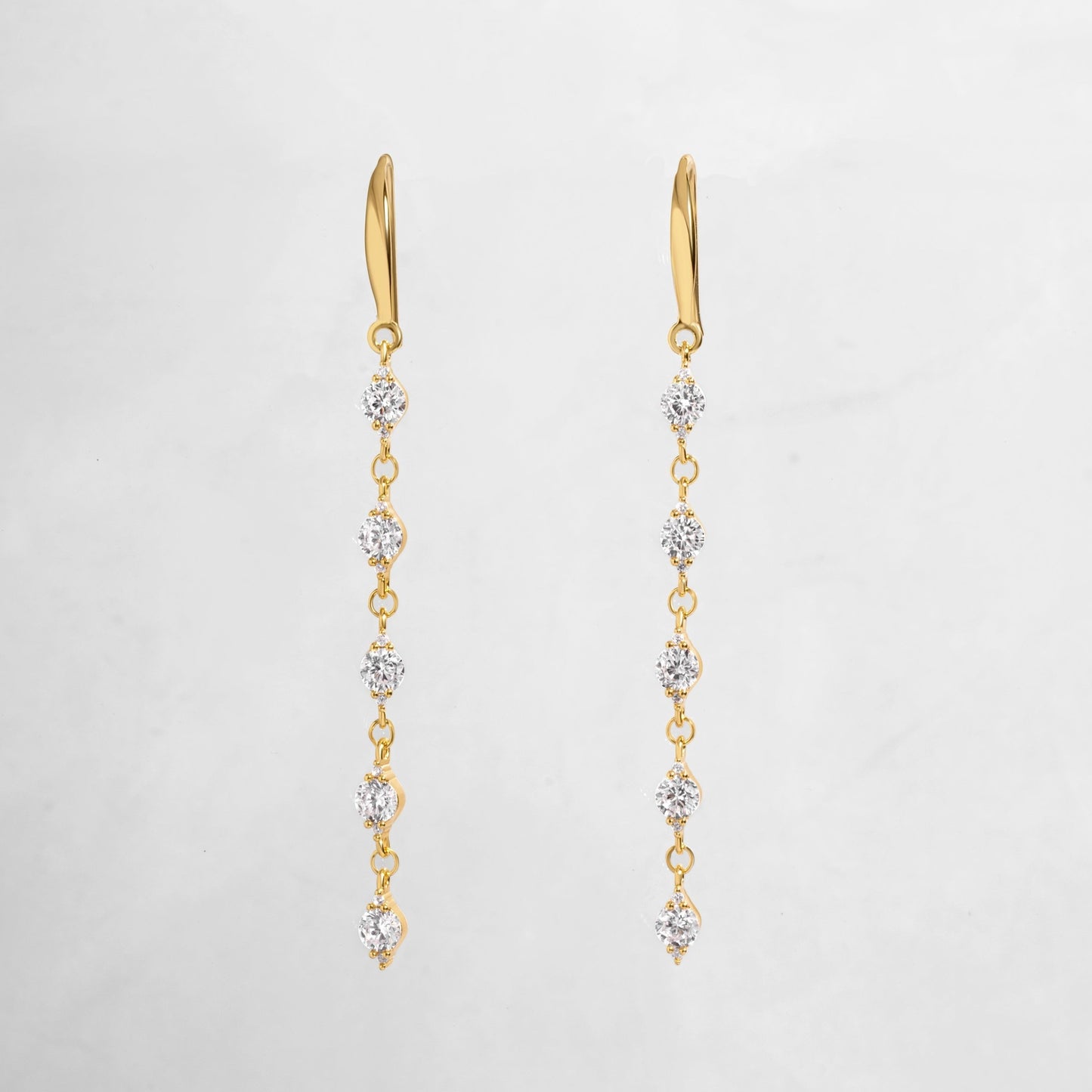 Cubic Zirconia Drop Earrings on white background