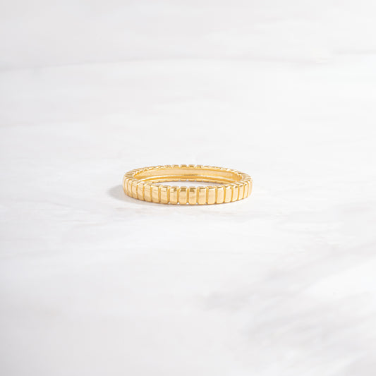 dainty textured gold stacking ring