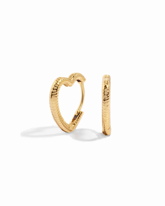 Gold Heart Earrings on white background from Sami Jewels