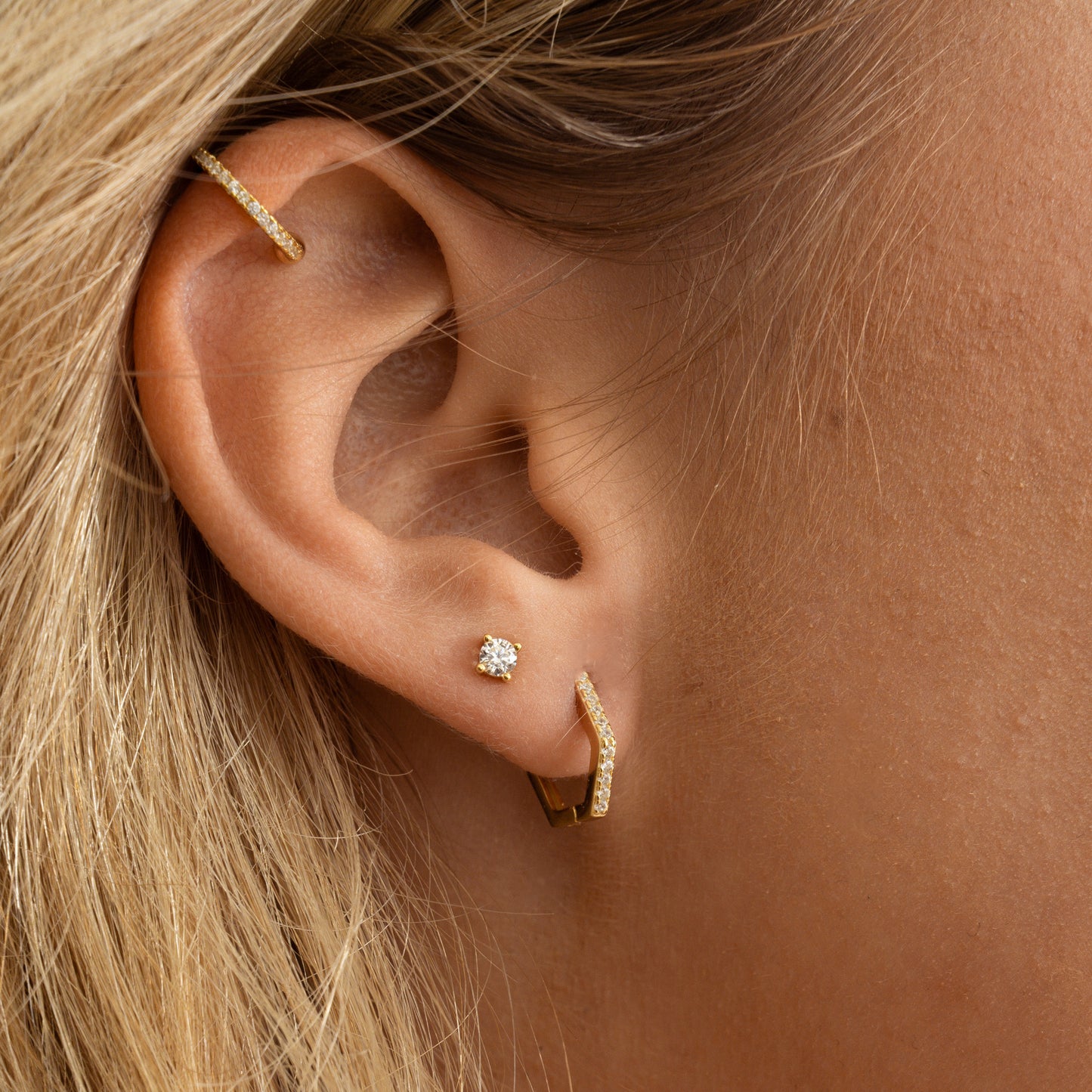 Geometric Huggie Hoop Earrings