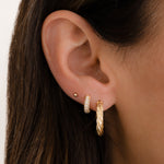 oval textured chunky hoops with chunky pave huggies