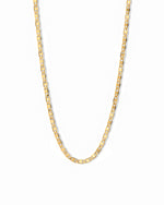 Gold plated mariner chain necklace on white background