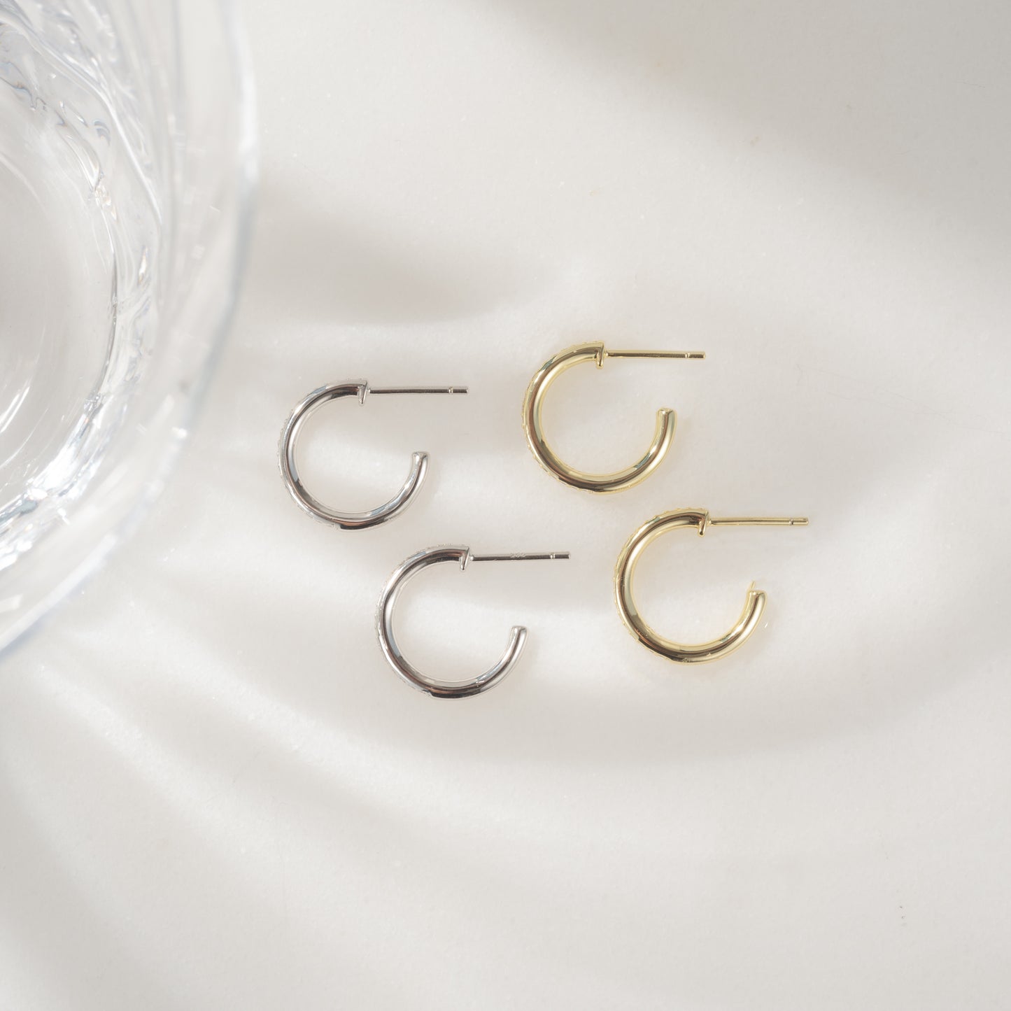 gold and sterling silver hoop earrings