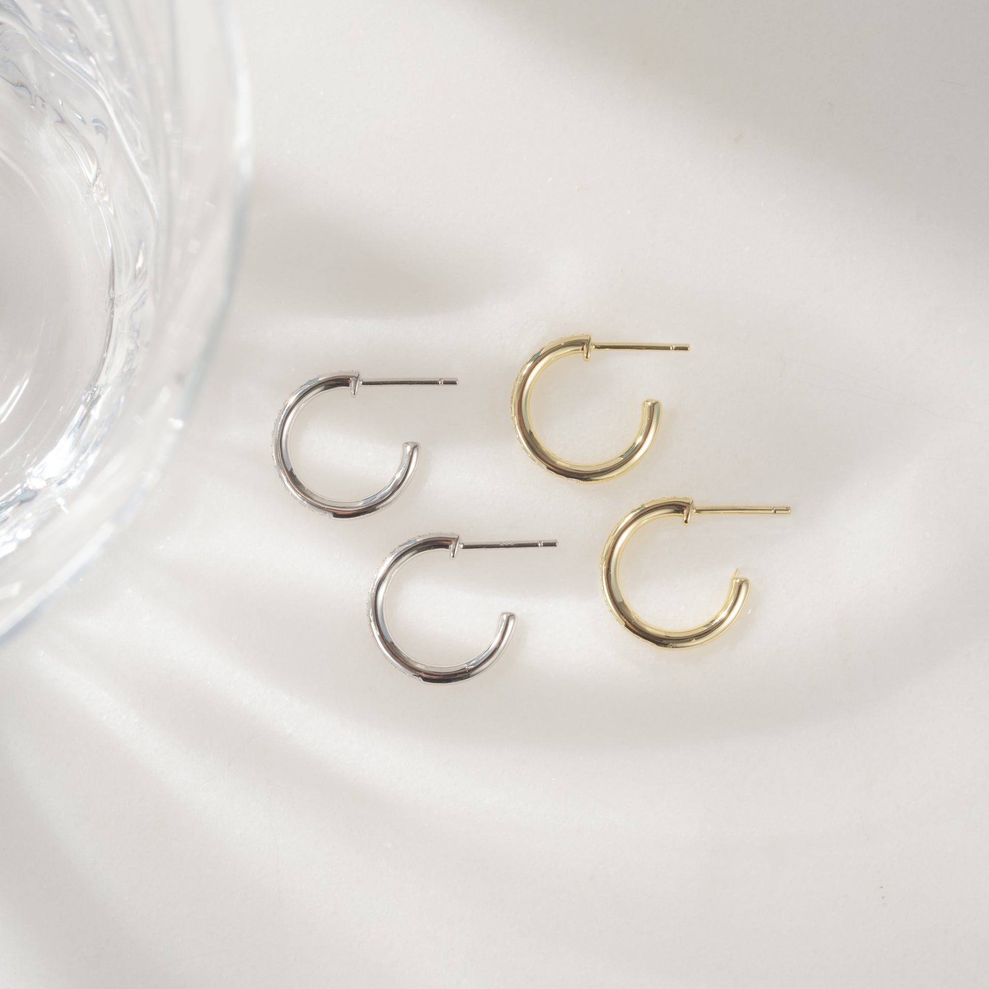 gold and sterling silver hoop earrings