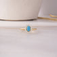 gold turquoise statement ring with diamond halo