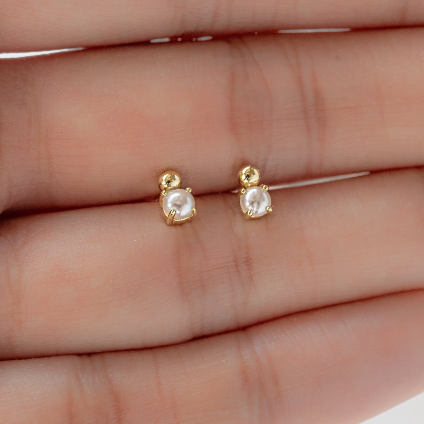 dainty pearl stud earrings