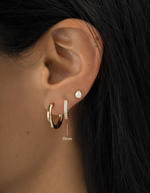 gold plated 11mm studded huggie earring stack on womens ear