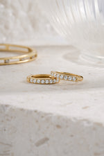 gold plated 11mm studded huggie hoop side view 