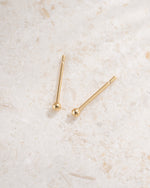 gold 2mm ball studs closeup view