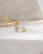 gold plated 5mm diamond cluster stud angled