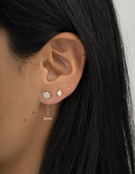 gold plated diamond cluster stud earring stack, 5mm size, model