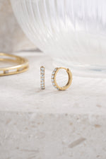 gold plated 8mm studded huggie hoop