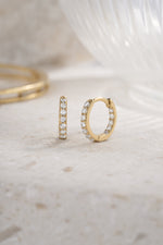 gold plated in and out studded huggies side view 