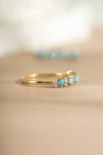 gold turquoise and opal stacking ring side view 