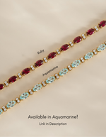 Gold Ruby Tennis Bracelet by Sami Jewels featuring vibrant rubies and sparkling diamonds in a luxurious tennis bracelet design.