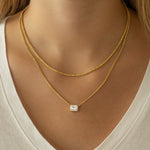 diamond cut chain necklace with halo emerald cut necklace