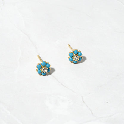 Turquoise Flower Studs