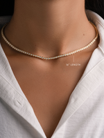 Gold Square Tennis Necklace by Sami Jewels, 16-inch collar length with CZ bezel design, elegant jewelry for sophisticated style.