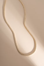 Gold Square Tennis Necklace by Sami Jewels featuring bezel-set cubic zirconia, 14k gold-plated design.