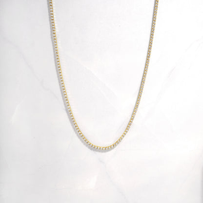 gold dainty tennis necklace