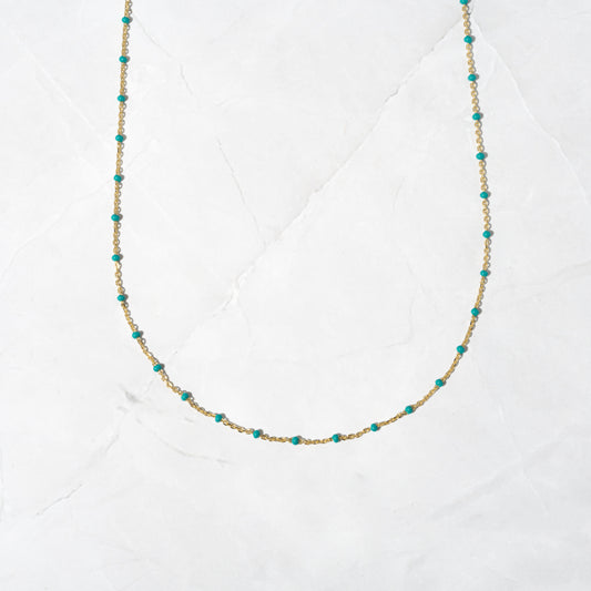 Turquoise Enamel Beaded Necklace