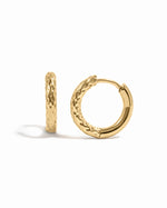 Gold stainless steel SS half textured huggie hoop earrings by Sami Jewels, showcasing a stylish, modern design.