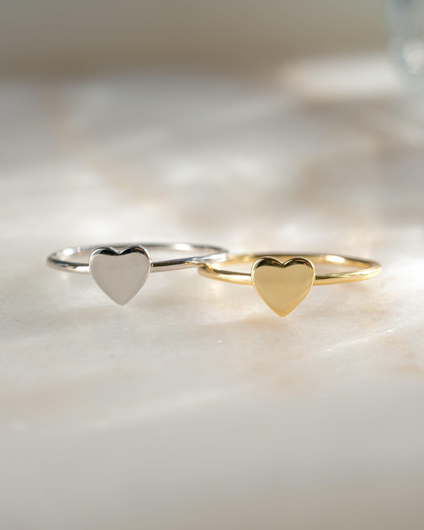 Gold and sterling silver Valentina Heart Ring by Sami Jewels featuring a delicate heart-shaped design.