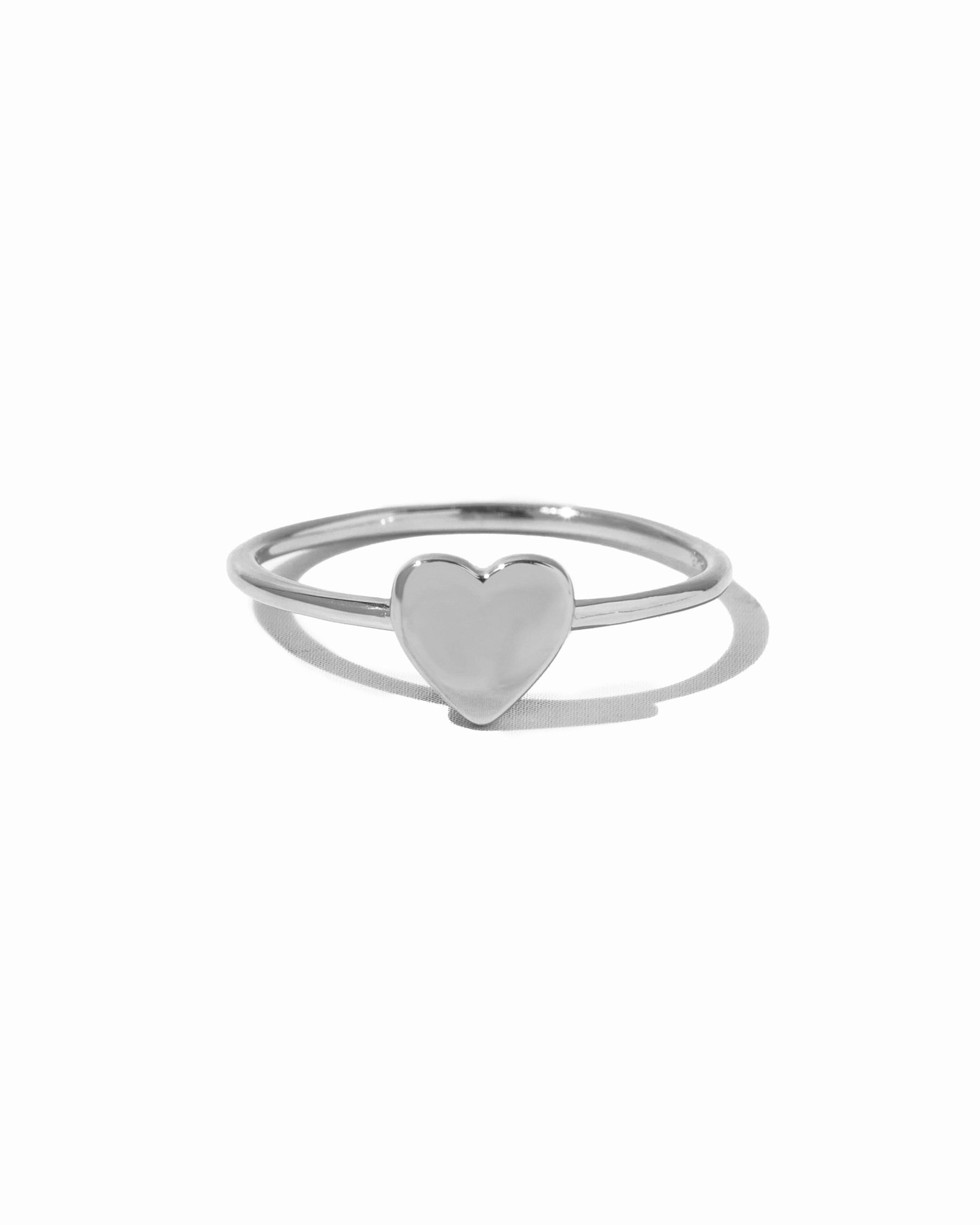 Sterling silver Valentina Heart Ring by Sami Jewels featuring a heart-shaped design on a white background.