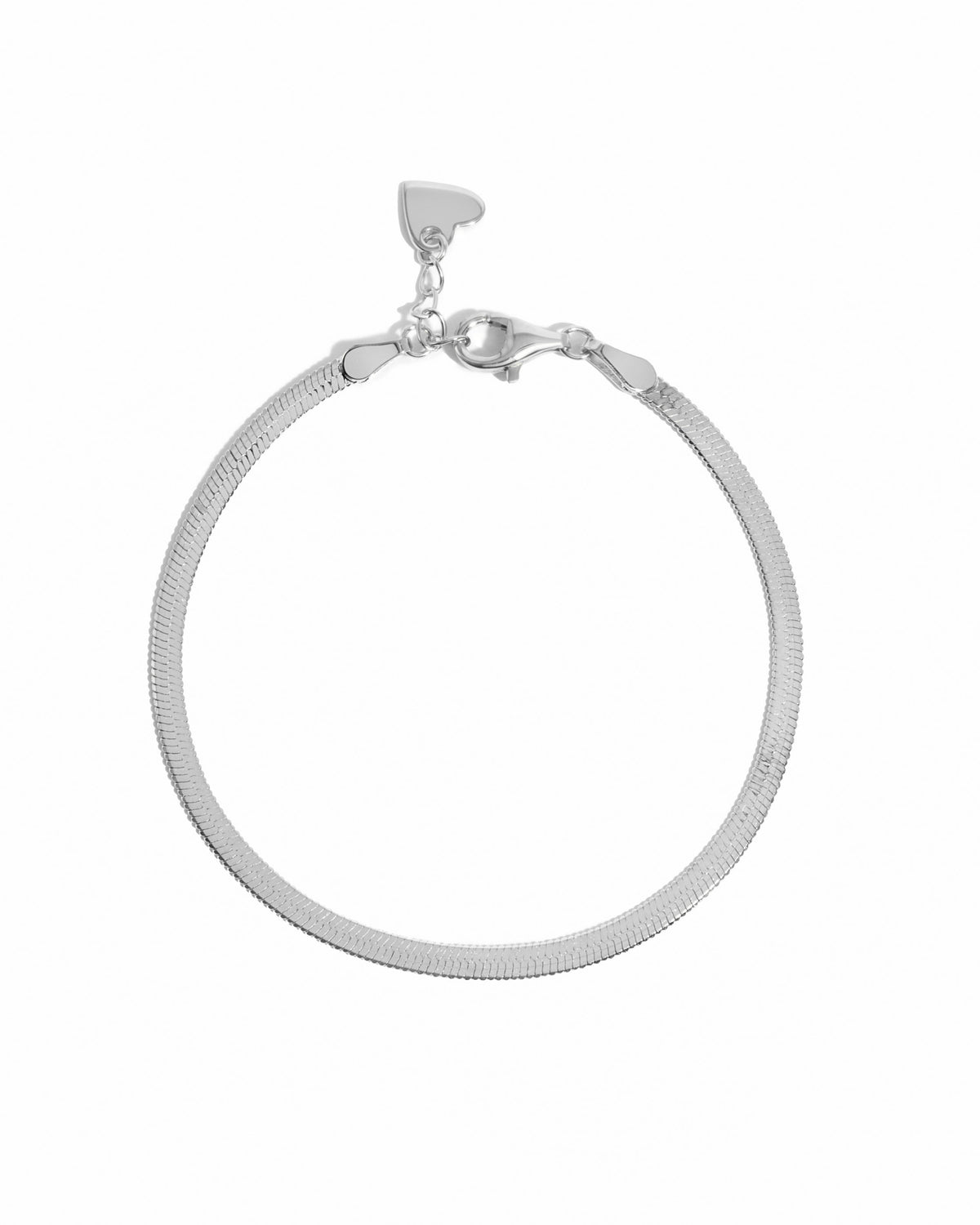 Sterling silver 2mm herringbone bracelet by Sami Jewels displayed on a white background.