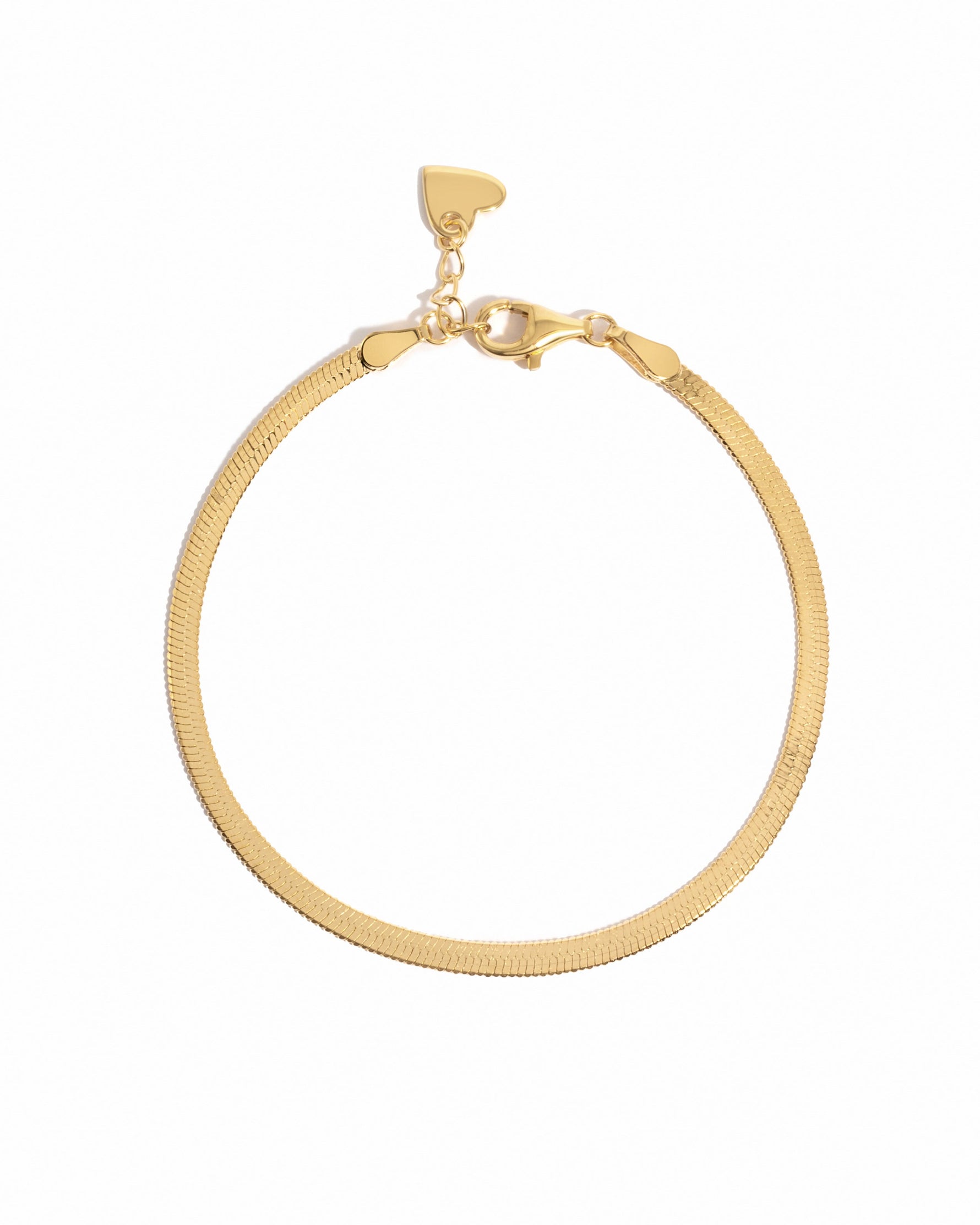 Gold 2mm Herringbone bracelet from Sami Jewels displayed on a white background.