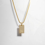 dainty initial tag neckalce, custom engraved tag