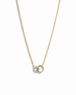 Gold Circle Link Necklace by Sami Jewels, showcasing interlocking circular links on a white background.