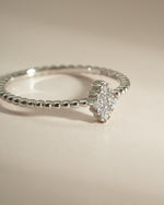 Sterling silver Beaded CZ Kite Ring by Sami Jewels featuring a geometric kite shape with intricate bead details.