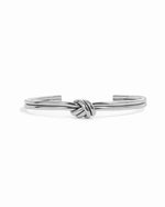 Silver stainless steel SS knotted bangle bracelet by Sami Jewels featuring a stylish, waterproof design and intricate knot detail.