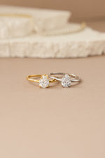 Large Pear Statement Ring by Sami Jewels featuring a gold and sterling silver design with a prominent pear-shaped centerpiece