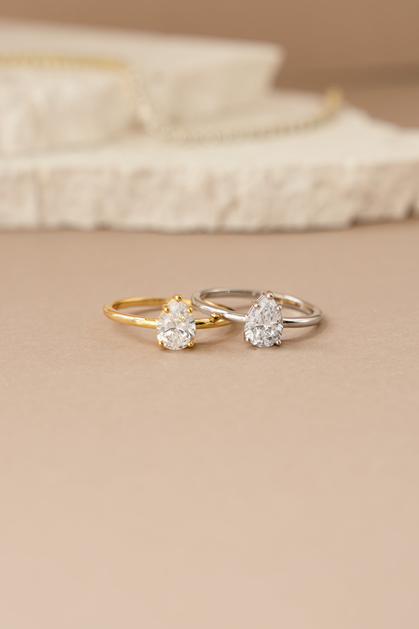 Large Pear Statement Ring by Sami Jewels featuring a gold and sterling silver design with a prominent pear-shaped centerpiece