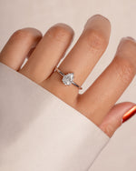 Sterling silver Large Pear Statement Ring by Sami Jewels shown on a model's finger, highlighting its bold, elegant design.