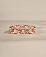 link chain ring in rose gold front view