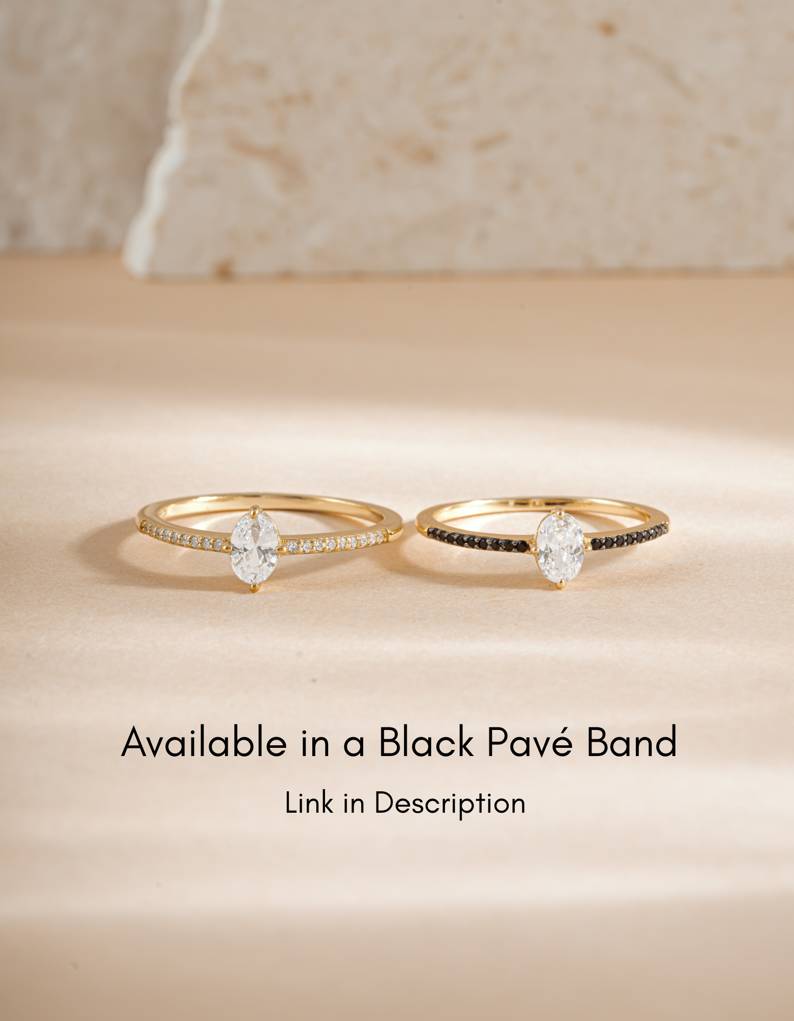 Sami Jewels Maddy Ring featuring marquise black CZ stones on a gold pave band, showcasing elegant jewelry design.